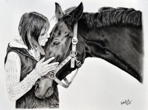 Kresba koně s páničkou