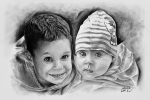 portrét malých sourozenců dle fotky
